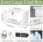 Valband Extra Large Card Box with Lock, Elegant White Wedding Card Boxes for Reception Monetary Envelope, Big Gift Cards Box Holder for Party Engagement Bridal Baby Shower Graudation Table Decor - Image 2