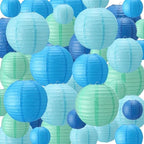 Treela 48 Pcs Paper Lanterns Party Decorations Round, Blue Series by Treela