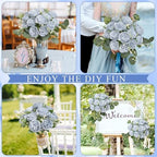 24 Bundles Dusty Blue Artificial Peonies Silk Flowers Bulk - Image 4