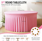 12 Pack Pink Table Cloths for 5FT Round Tables, Fitted Spandex 120 inch Round Tablecloth, Wrinkle Free Pink Table Skirt for Receptions Birthday Photography Social Events Engagement Party Decorations - Image 2