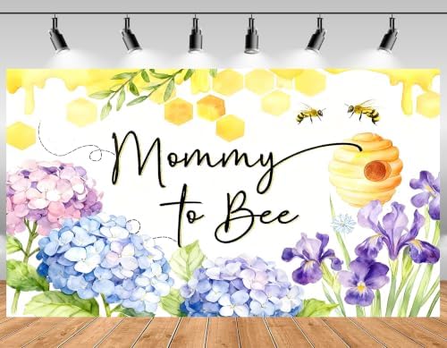 8X8ft Bee Floral Honeycomb Backdrop Mommy to Bee Watercolor Bloom Photography Honey Insect Background Tapestry Baby Shower Celebration Party Decoration Photo Studio Props Fabric - Image 2