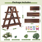 Wooden 3 Tier Cupcake Stand with Flower Vine, Palm Leaves & Decorative Butterflies, Cupcake Holder for Tea Party Supplies, Serving Trays for Party Perfect for Dessert Cups and charcuterie Cups - Image 7