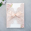20Pcs Blush Pink Laser Cut Wedding Invitation Cards With Envelopes by FEIYI