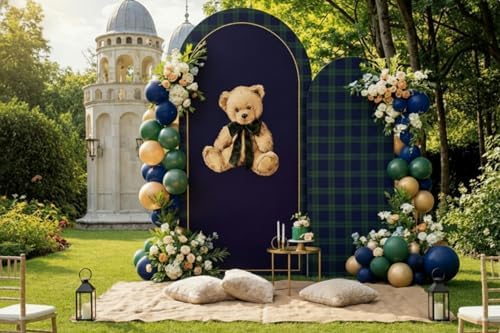 Moukeren Tartan Plaid Teddy Bear Arch Backdrop Cover 6ft and 7.2ft - Image 7