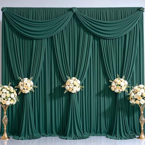 50x10FT Backdrop Curtains with Rod Pockets - Wrinkle Free Photo Stage Backdrop 10 Panels Curtains Drapes for Photography Wedding Party Baby Shower Decorations (Blackish Green) by Unknown