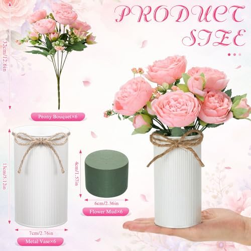 Domensi 6 Sets Wedding Floral Centerpiece for Table Decor, Light Pink - Image 2