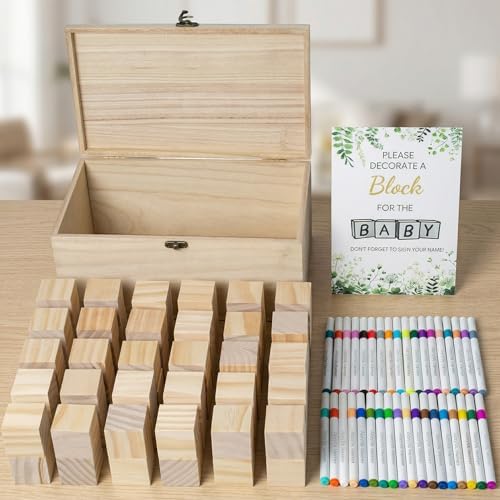 98 Pcs Baby Shower Games Sign Kit, Wooden Blocks to Decorate - Image 2