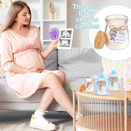 Threlaco 20 Pcs Bear Baby Shower Favor Candle Glass Jar - Image 4