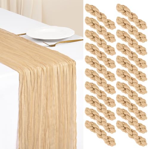 Showgeous 20 Pack Nude Cheesecloth Table Runner, 17 x 108 Inches by Showgeous