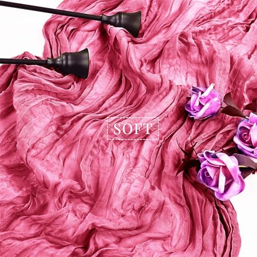 12 Pieces Hot Pink Cheesecloth Table Runners 10FT Gauze Fabric Runner for Tables Boho Table Runner Decoration Rustic Sheer Runner for Wedding Birthday Baby Bridal Shower Party (35 x 120 Inches Long) - Image 4