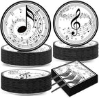 200Pcs Musical Note Plates Napkins Music Notes Themed Party Tableware Set Baby Shower Dinnerware Disposable Music Dessert Plates for Concert Birthday Party Baby Shower Decor Supplies Serve 50 by Naozinebi