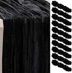 10 Pack Black 35x120 Inch Cheesecloth Table Runner by SuBleer