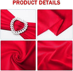 Pack of 120 Spandex Chair Sashes Bows Stretch Chair Cover Band with Buckle Slider Universal Elastic Chair Ties for Wedding Banquet Party Event Decoration (Ruby) - Image 3
