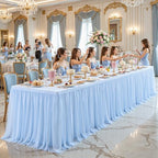 4 Pack Baby Blue Tablecloth for 8 Foot Rectangle Tables Tulle Table Skirt - Image 3