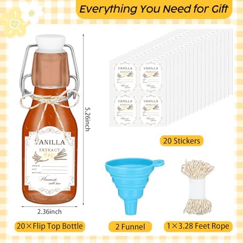 Queekay 20 Pack Mini Swing Top Glass Bottles - Image 2