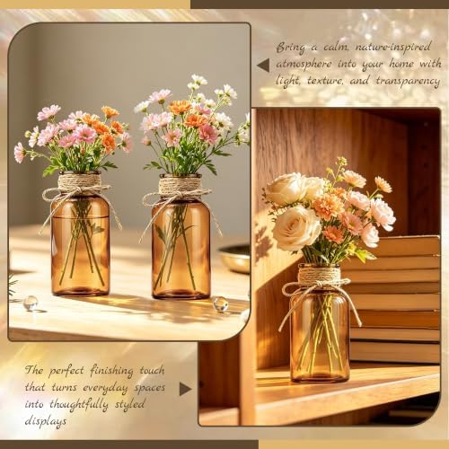 Mason Jar Glass Vases 6 Pack, Amber Flower Vase for Centerpieces - Image 7