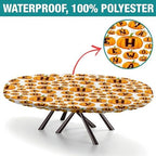 Halloween Letters Pumpkins Fabric Print Oval Tablecloth Fitted Leakproof & Sturdy Washable for Birthday New Year Bachelor Party Graduation Fits for 52" x 70" Oval Table - Image 2