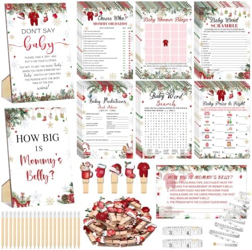 Funnymoom 426 Pcs Christmas Santa Baby Shower Games, 8 Set for Boys Girls by Funnymoom