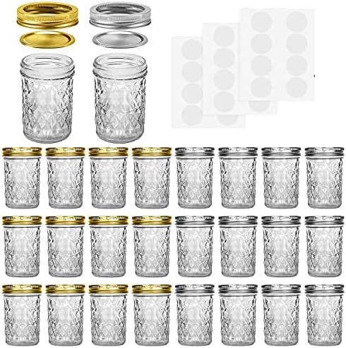 SPANLA Mason Jars 8 oz, 24 Pack Small Canning Jars 8oz Half Pint Glass jars by SPANLA