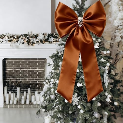 Meseey Giant Satin Bow 27x39 Inch Extra Large Decorative Bow for Christmas Tree Topper,Party,Home Wall,Baby Shower & Birthday Decor(Brown) - Image 4
