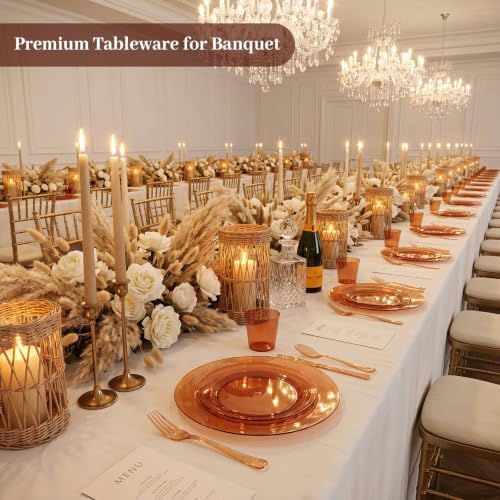 DaYammi 210PCS Amber Plastic Dinnerware Set for 30 Guests - Image 7
