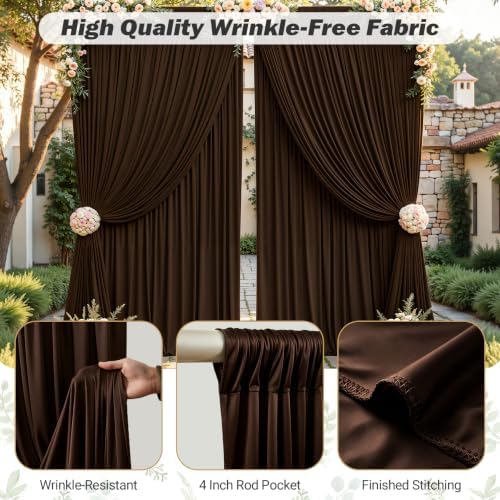 40ftx10ft Wrinkle Free Brown Backdrop Curtain - 10 Feet Photography Backdrop Drapes, Silky Polyester Back Drop Cloth for Wedding Baby Shower Balloon Arch Background - Image 4