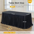 familus Black Table Cloths 6 Foot Rectangle 2 Pack Stretch Ruffle Tulle Tablecloth Spandex Fitted Table Cover for 6 Foot Tulle Table Skirts for Party Wedding Table Cloths, Banquets - Image 3