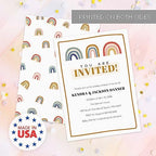 Canopy Street Personalized Modern Rainbow Invitations / 25 Custom All Occasion Invites With White Envelopes / 5" x 7" Flat DIY Boho Rainbow Birthday Baby Shower Party Invite/Made In The USA - Image 6