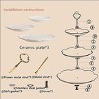3-Tier Porcelain Embossed Cupcake Stand - Pure White Rimmed with Gold Dessert Cake Stand - Pastry Serving Tray Platter for Tea Party, Wedding and Birthday - Image 6