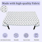 Ridhi Mughal Buta Blue Hand Block Print Cotton Tablecloth 120 x 60 Inch - Image 3