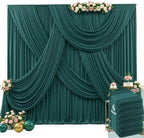 30ft x 15ft Emerald Green Wrinkle Free Backdrop Curtains for Wedding Party Backdrops Curtain Drapes Fabric Decorations Photo Back Drop Cloth for Baby Shower Photography Stage Reception by Tao-GePartyDecorations