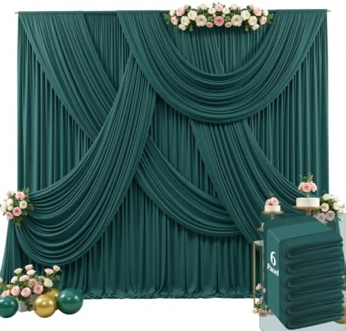 30ft x 15ft Emerald Green Wrinkle Free Backdrop Curtains for Wedding Party Backdrops Curtain Drapes Fabric Decorations Photo Back Drop Cloth for Baby Shower Photography Stage Reception by Tao-GePartyDecorations