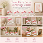 6Pc White Wood Rocking Horse Decor, Baby Shower Table Centerpiece - Image 4