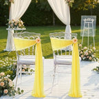 Yellow Chair Sashes for Wedding: 16 Pieces 8ft Long Sheer Draping Fabric – Party Dinner Banquet Event Chair Decorations - Image 3