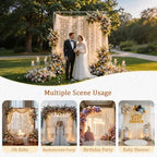 Gallety Ivory Tulle Backdrop Curtain with String Lights, 10x8ft Sheer Ivory Backdrop Curtain for Photography, Wedding, Bridal Shower, Baby Shower, Birthday, Anniversary, Banquet Decorations - Image 4