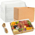 50 Pack 8x6in Charcuterie Board Boxes with Clear Lids, Paper Containers by Leafiew