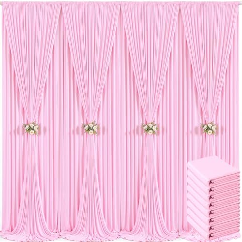 40ft x 10ft Pink Backdrop Curtain for Parties Light Pink Wrinkle Free Backdrop Drapes Panels for Baby Shower Wedding Birthday Photo Gender Reveal Photography Polyester Fabric Background Decoration by Suppromo