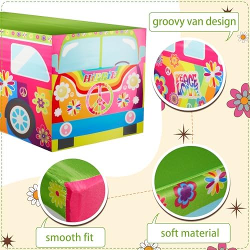 8FT Hippie Groovy Bus Tablecloth,Hippie Birthday Party Decorations for 60s 70s Boho Themed Birthday,Baby Shower,Carnival Party Decorations - Image 3