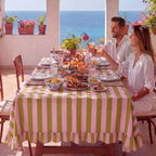 Tudomro Striped Tablecloth, Rectangle, Olive, Dusty Rose, 52'' X 70'' - Image 5