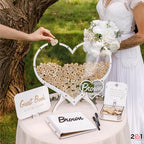 2B1WEDDING Rustic Wedding Guest Book Alternative with Wooden Hearts - Image 5