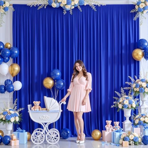 30x10FT Backdrop Curtains with Rod Pockets - Wrinkle Free Photo Stage Backdrop 6 Panels Curtains Drapes for Photography Wedding Party Baby Shower Decorations (Royal Blue) - Image 4