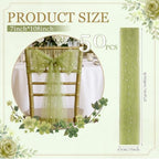 VitalCozy 50 Pack Sage Green Pearls Chair Sashes with Bows Wedding Decor - Image 2
