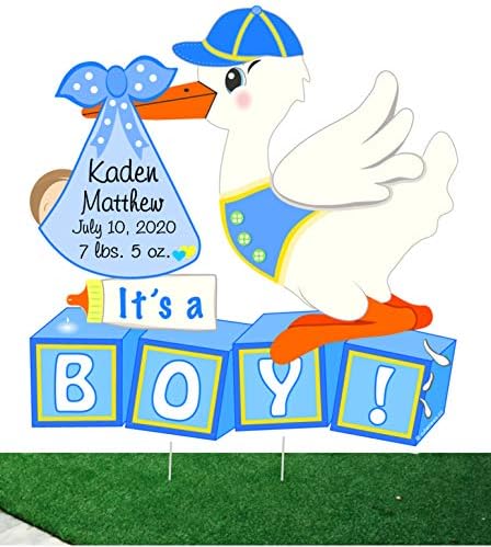 Welcome Home It's a Boy Lawn Stork Sign, Blue by Cute+News