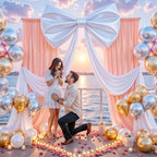 Big White Bow Backdrop Large White Bow Decor Gift Bows Birthday Decorations 48x24x120 Inches Giant Bow Birthday Party Backdrop for Wedding Baby Shower Photography Coquette Room Decor - Image 3