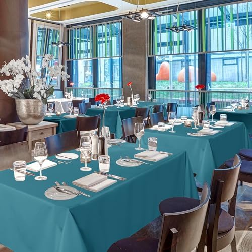 sancua Teal Tablecloths Rectangle, 6 Pack Table Cloth for 8 Foot Tables - Image 3