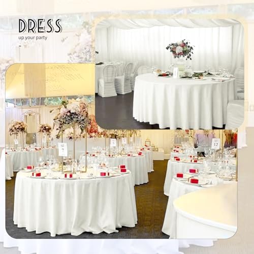 YMHPRIDE 6 Pack Round Tablecloth Ivory Tablecloths 90 Inch Polyester Round Table Cloth,Ivory Tablecloth Round 90 inch Washable Fabric Table Covers for Wedding,Party,Dining,Banquet - Image 5