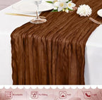 24 Pack Brown Cheesecloth Table Runner 17"x108" Boho Gauze Fabric Table Runner Vintage Rustic Sheer Runners for Wedding Party Bridal Baby Shower Table Decorations - Image 3