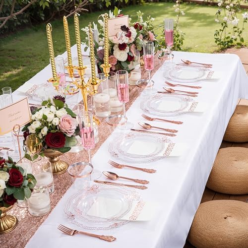 Ciaell 175 Piece Rose Gold Plastic Plates for Weddings Parties - Image 4