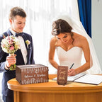 DERTE Wooden Rustic Wedding Guest Book Reception Sign with Pen and Holder - Image 7