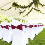 Burgundy Chair Sashes 50 Pack with Gold Buckle Slider, Spandex Wine Red Chair Bands Bows for Folding Chairs Wedding Party Banquet Décor - Image 2